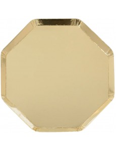 Pratos Octogonais Dourado|23cm